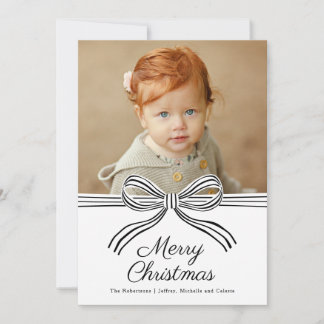 Festividades Cartão de Natal de Foto Chapado Preto e Branco com