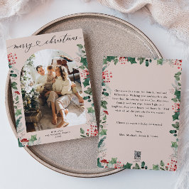 Festividades Cartão de Natal de Foto Chic Elegante com Mensagem