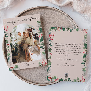 Festividades Cartão de Natal de Foto Chic Elegante com Mensagem