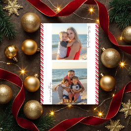 Festividades Cartão de Natal de Foto com Listras de Cana-de-Açú