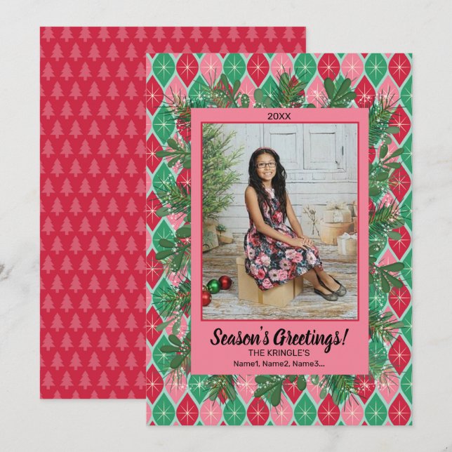 Festividades Cartão de Natal de Foto com Saudação Retroativa (Frente/Verso)