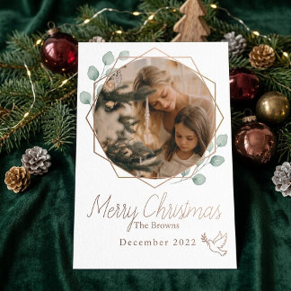Festividades Cartão de Natal de Foto com Vegetação em Aquarela