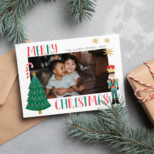 Festividades Cartão de Natal de Foto da Família Xmas Joy