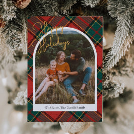 Festividades Cartão de Natal de Foto da Xadrez Vermelha