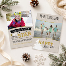 Cartão de Natal de Foto de Família e Crianças Neut
