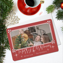 Cartão de Natal de Foto de Festas com Peppermints