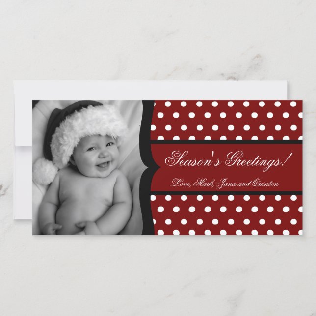 Festividades Cartão de Natal de FOTO de Frame de Bolinhas Branc (Frente)