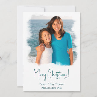 Festividades Cartão de Natal de Foto de Praia Pintura em Aquare