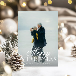 Festividades Cartão de Natal de Foto do Casal Elegante Clássico