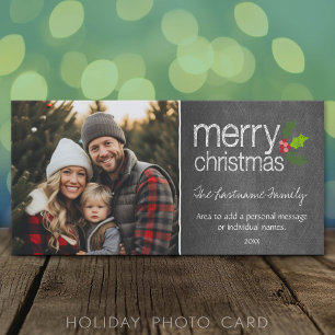 Festividades Cartão de Natal de Foto em Quadro de Giz