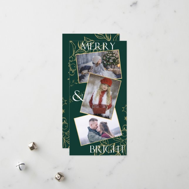 Festividades Cartão de Natal de Foto feliz e Brilhante (Frente/Verso In Situ)