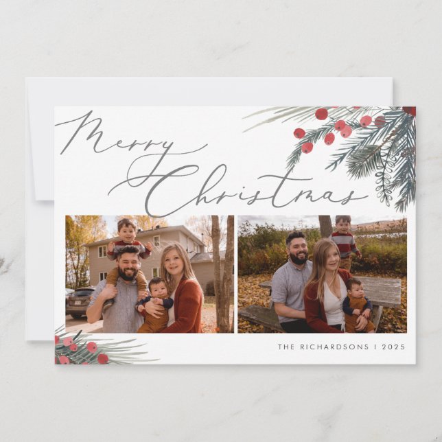 Festividades Cartão de Natal de Foto Folhagem de Natal (Frente)
