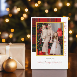 Festividades Cartão de Natal de Foto Moderno da Xadrez Elegante