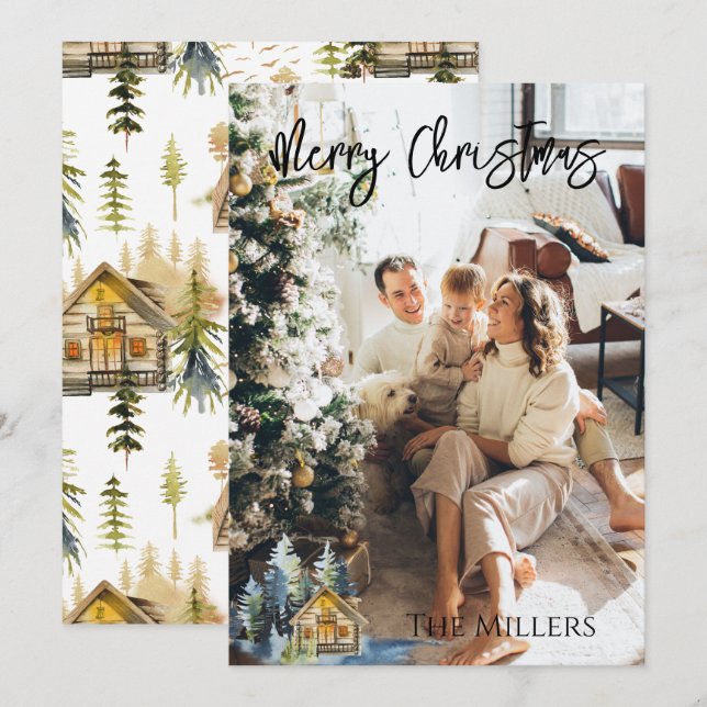 Festividades Cartão de Natal de Foto Nórdico/Montanhês Personal (Frente/Verso)