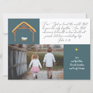 Festividades Cartão de Natal de Foto Religiosa com John 3:16