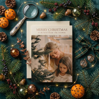 Festividades Cartão de Natal de Foto Simples em Dourado