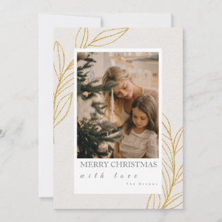 Festividades Cartão de Natal de Fotografia Botânica Dourada Ele