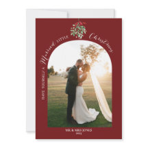 Cartão de Natal de Fotografia de Noivos com Aquare