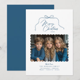 Festividades Cartão de Natal de Fotografia Simples com Arco Azu