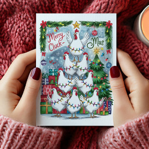 Festividades Cartão de Natal de Frango Cluck-Mas feliz