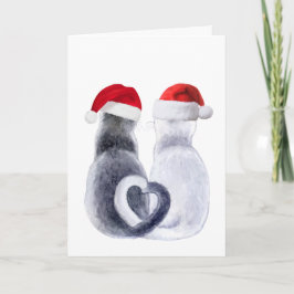 Festividades Cartão de Natal De Gato Bonito Com Chapéu Santa