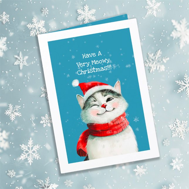 Festividades Cartão de Natal de Gato Bonito e Mau ("Have A Very Meowy Christmas" Cat Card)