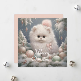 Festividades Cartão de Natal De Gato Branco Fluffy