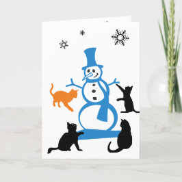 Festividades Cartão de Natal de Gato "Caminhando num País das M