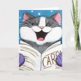 Festividades Cartão de Natal De Gato Canto De Bela Carol