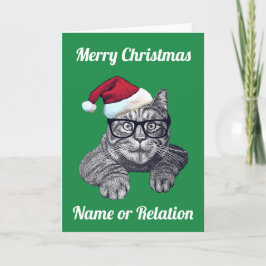 Festividades Cartão de Natal de Gato de Geek Personalizável