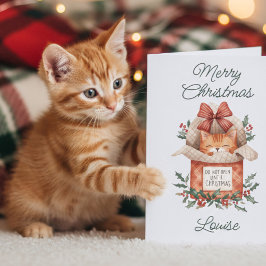 Festividades Cartão de Natal de Gato Laranja Fofo Não Abra Até