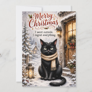 Festividades Cartão de Natal de Gato Preto Engraçado – Inverno