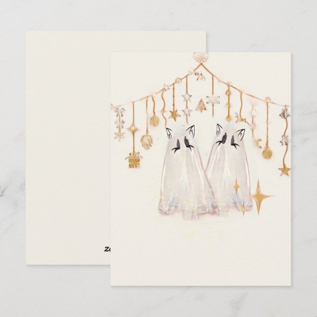 Festividades Cartão de Natal de Ghost Ghost Spooky (Frente/Verso)