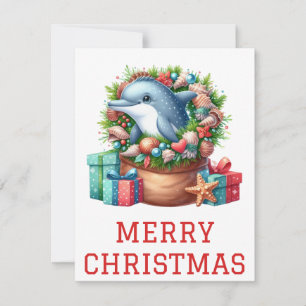 Festividades Cartão de Natal de Golfinho Fofo
