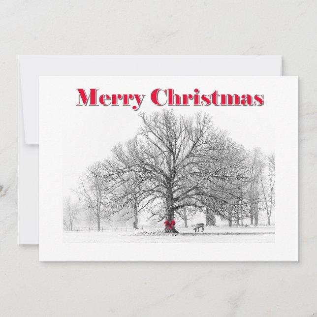 Festividades Cartão de Natal de Grande Cena de Inverno Vermelho (Frente)