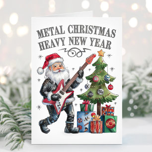 Festividades Cartão de Natal de Heavy Metal do Papai Noel Engra