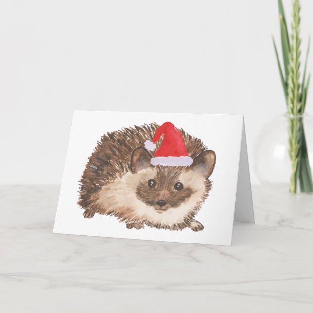Festividades Cartão de Natal de Hedgehog (Frente)