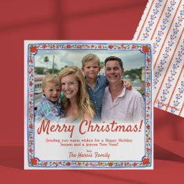 Festividades Cartão de Natal de Impressão de Bloco Floral de Aq