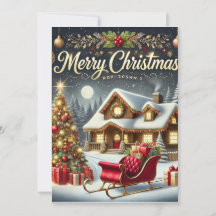 Cartão de Natal de Inverno Aconchegante – Feliz Na