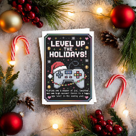 Festividades Cartão de Natal de Jogador de Video Game com Aquar