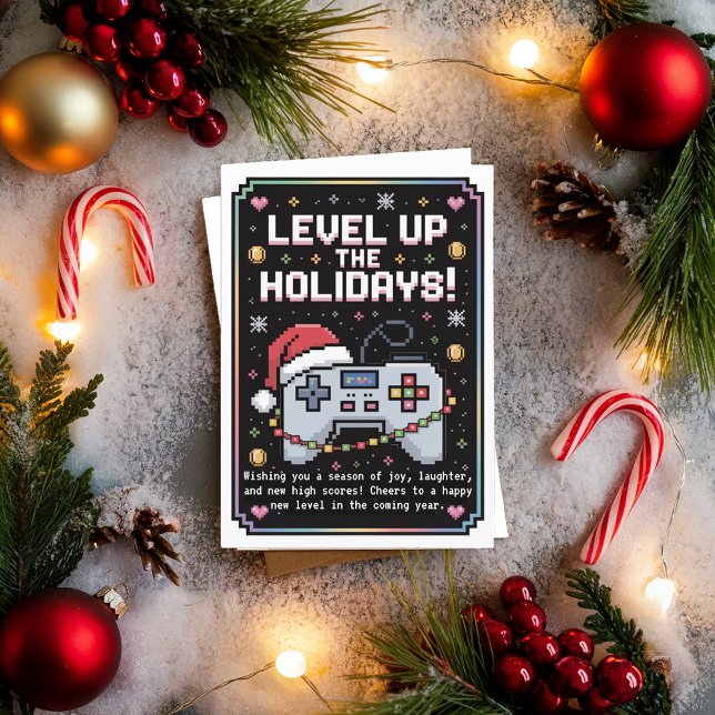 Festividades Cartão de Natal de Jogador de Watercolor Gaming (Criador carregado)