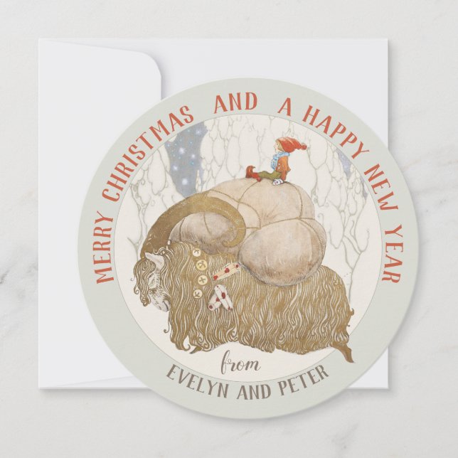 Festividades Cartão de Natal de John Bauer Yule Julbocken (Frente)