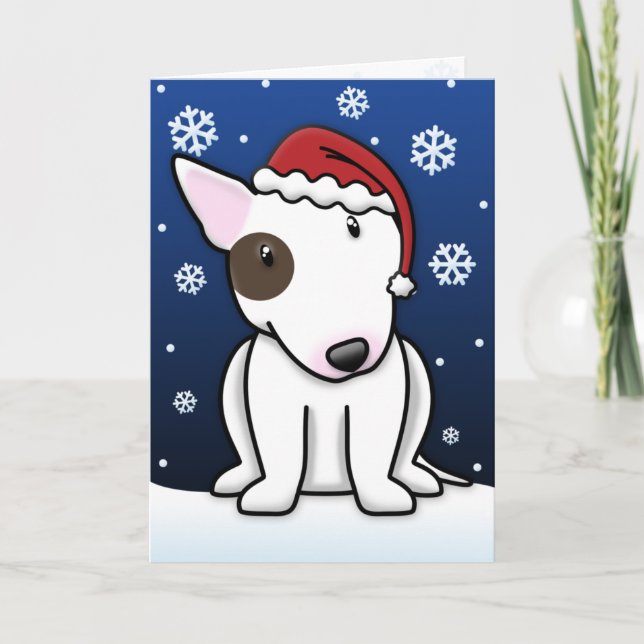 Festividades Cartão de Natal de Kawaii bull terrier (Frente)