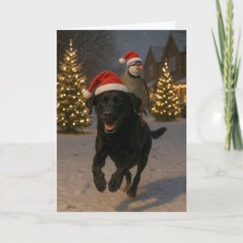 Festividades Cartão de Natal de Labrador Preto e Perdiz