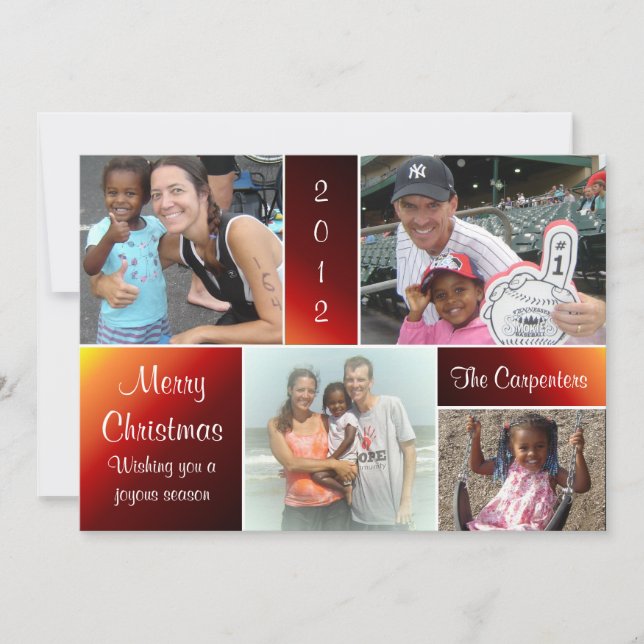 Festividades Cartão de Natal de Leitura com Gradiente de 4 Foto (Frente)