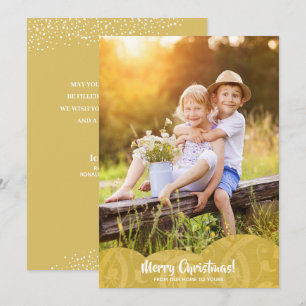 Festividades Cartão de Natal de Linen Filigree Dourado