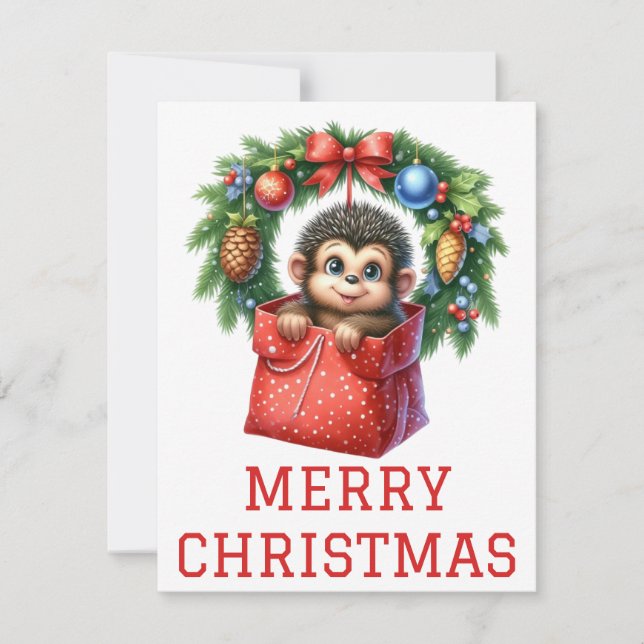 Festividades Cartão de Natal de Macaco Bebê Fofo (Frente)