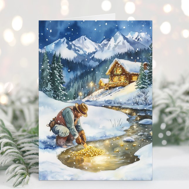 Festividades Cartão de Natal de Mineração de Ouro de Férias (Gold Mining Holiday Card)