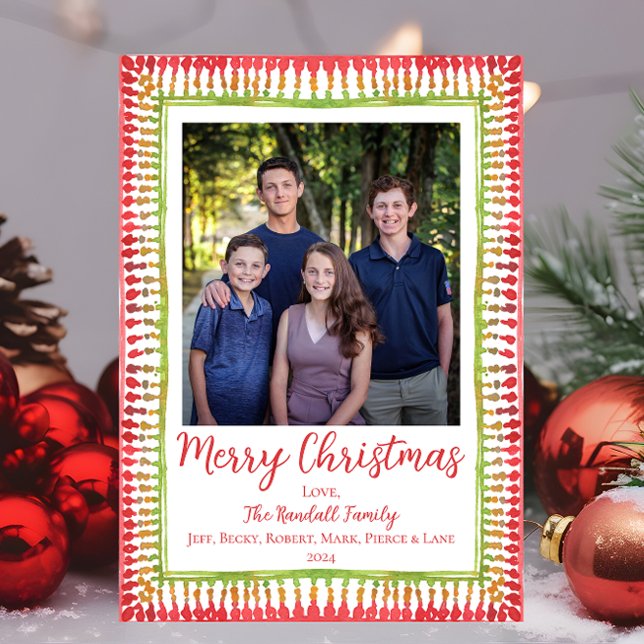 Festividades Cartão de Natal de Moldura Pintada de Vermelho e V (Criador carregado)