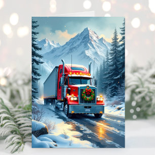 Festividades Cartão de Natal de Motorista de Caminhão da Estrad